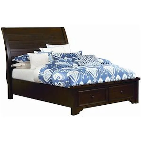 Queen Sleigh Storage Bed w/ Low Profile Footboard 